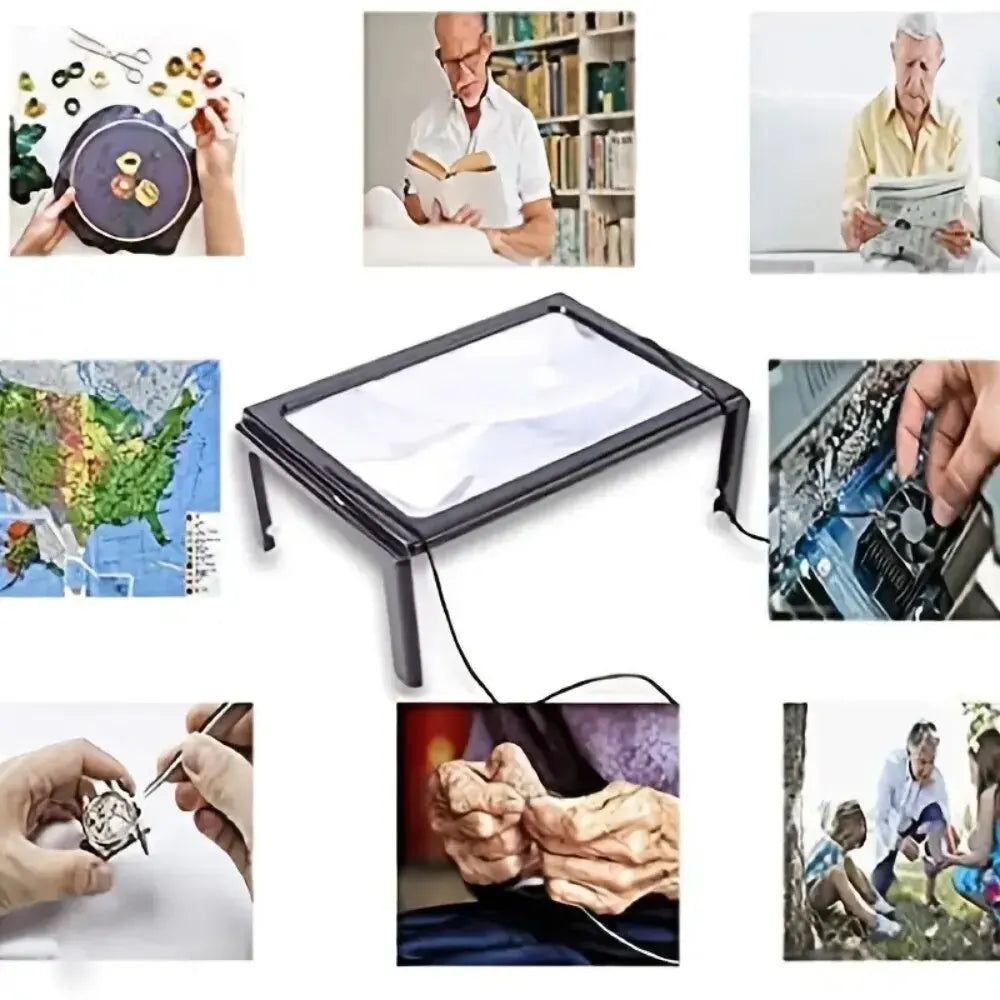 3 X Foldable Desktop Reading Magnifying Glass With LED Light.