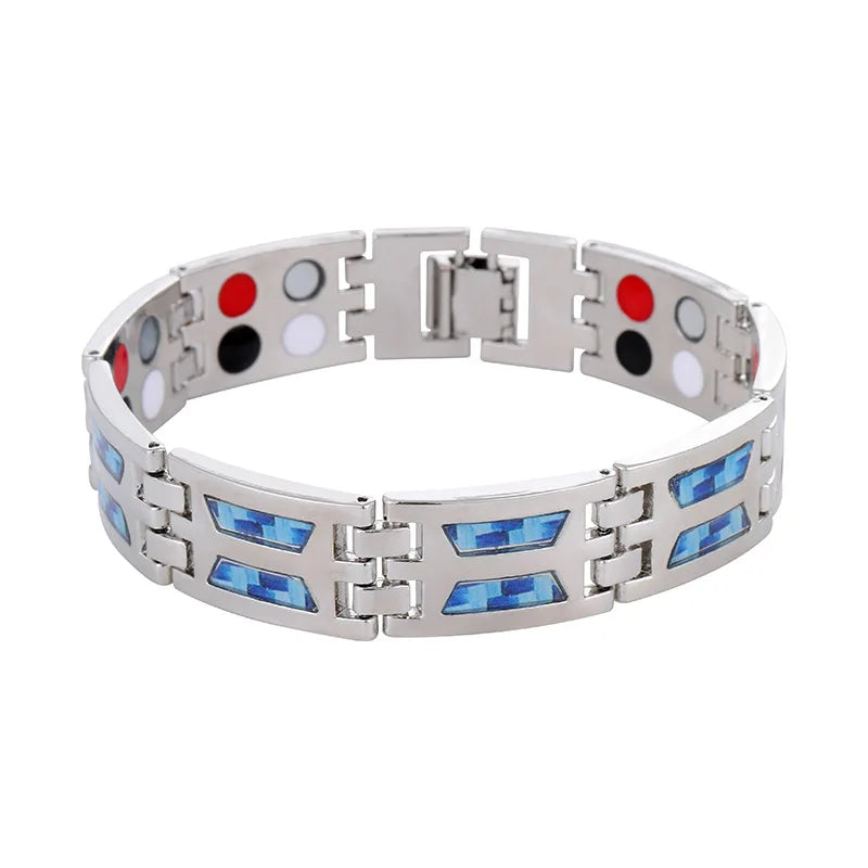 Health Care Titanium Steel Double Row Magnetic Bracelet.