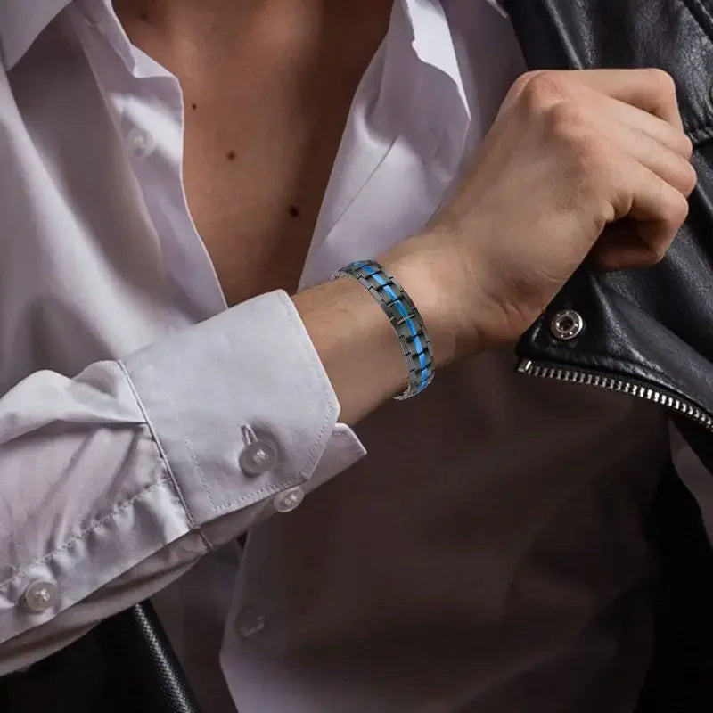Health Care Titanium Steel Double Row Magnetic Bracelet.