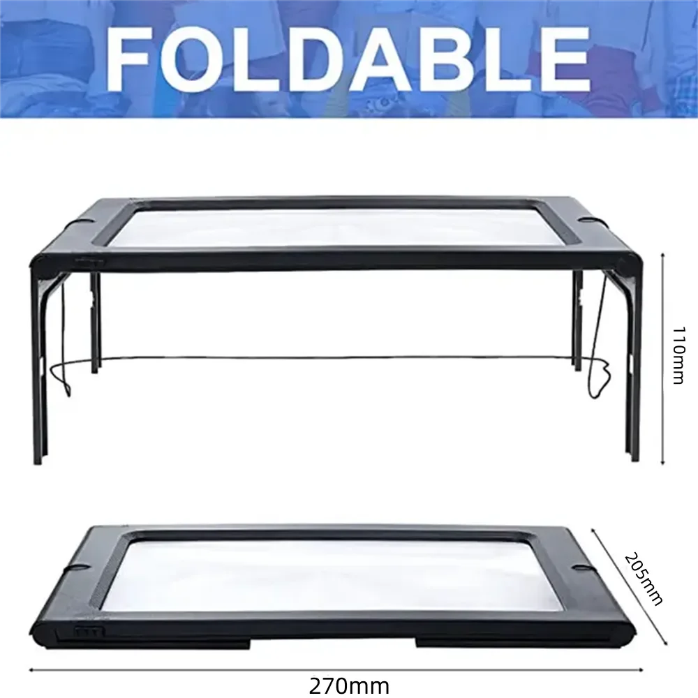 3 X Foldable Desktop Reading Magnifying Glass With LED Light.