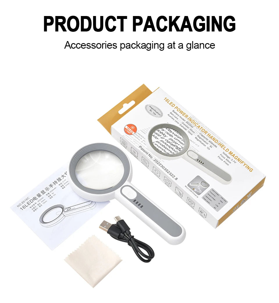 30 X Handheld Rechargeable Magnifying glass.