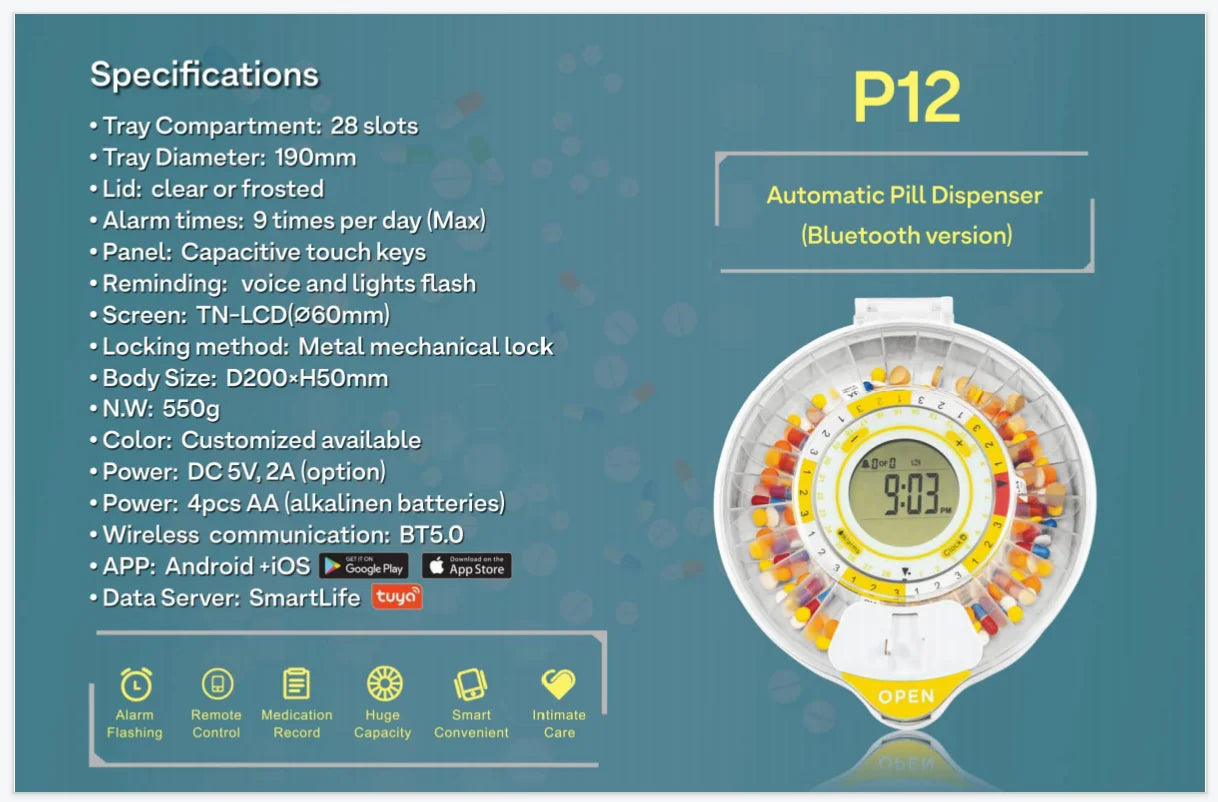 Smart Pill Dispenser Pill Box Organizer.