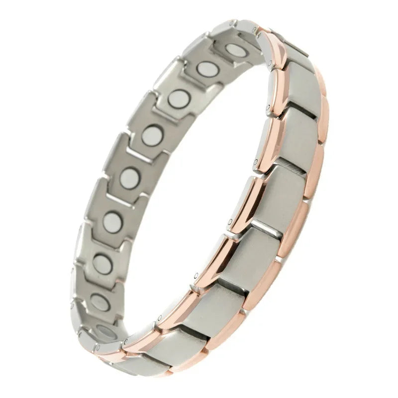 Health Care Titanium Steel Double Row Magnetic Bracelet.